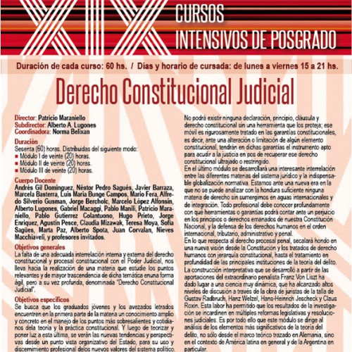 XIX Cursos Intensivos de Posgrado – Derecho Constitucional Judicial