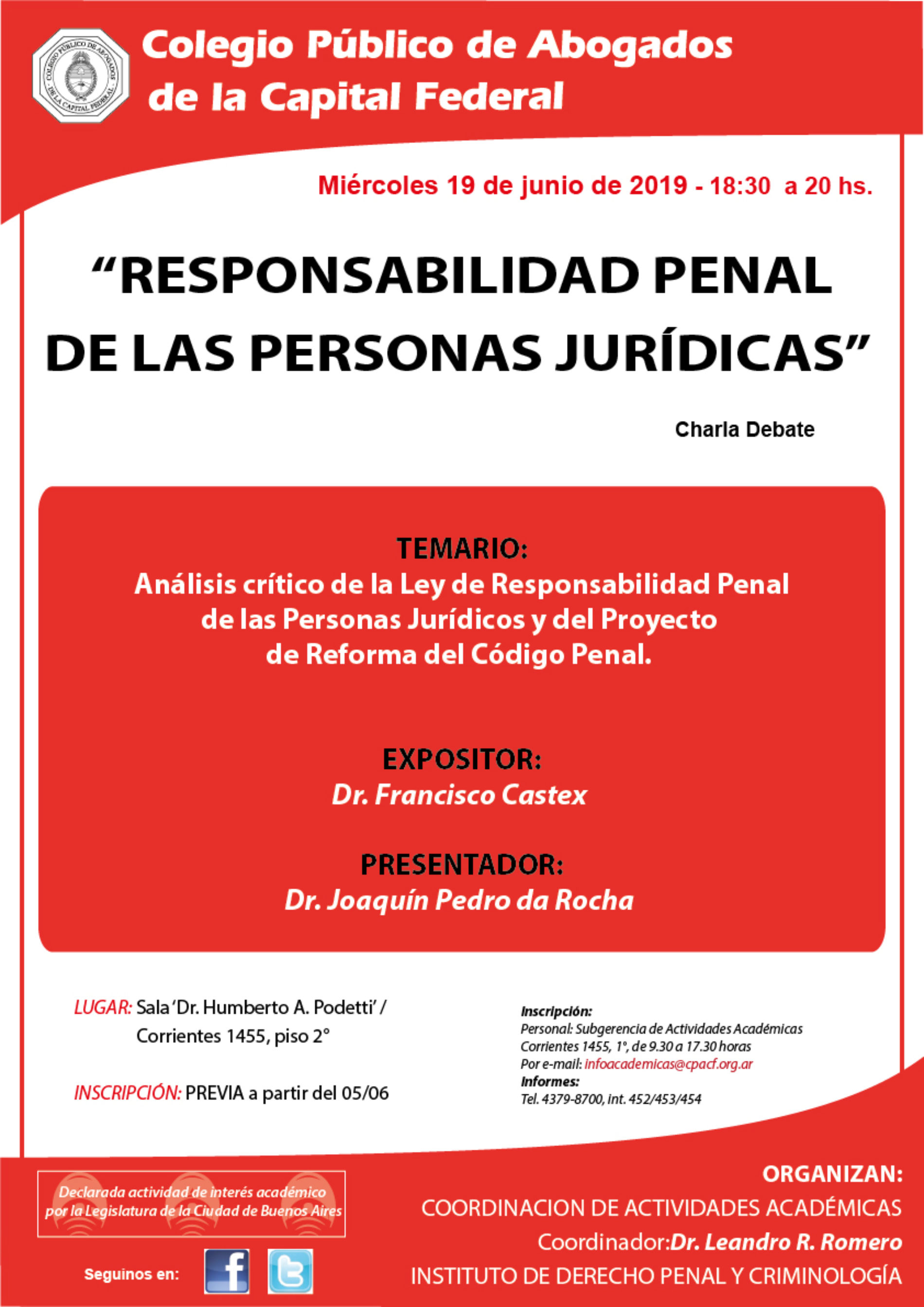 Charla Debate “Responsabilidad Penal de las Personas Jurídicas”