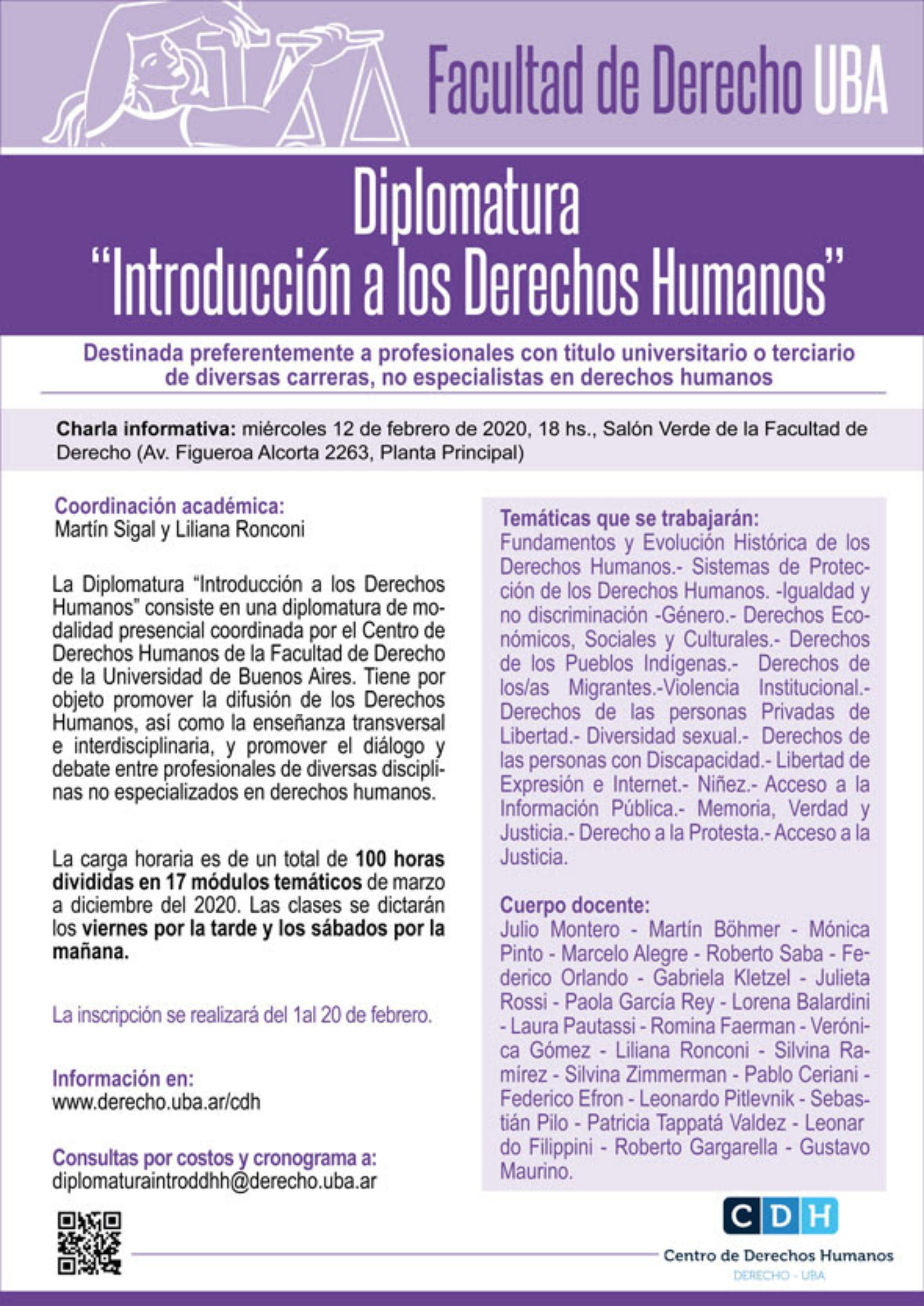 Charla informativa de la Diplomatura «Introducción a los Derechos Humanos»