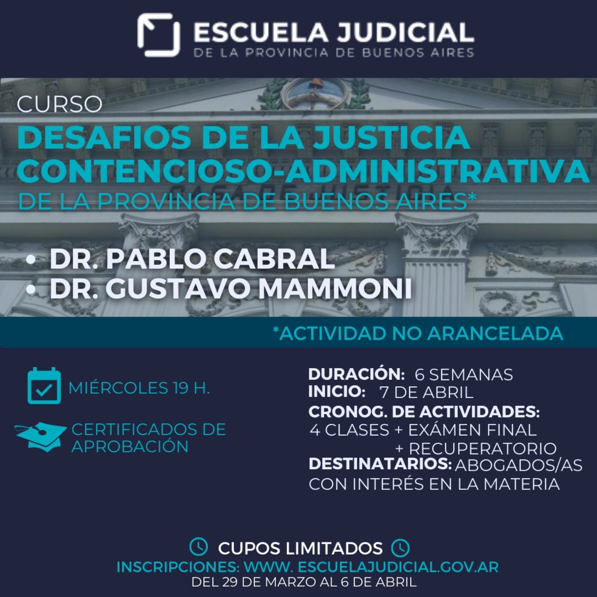 Abierta la inscripción curso Extracurricular «Desafíos de la Justicia Contencioso-Administrativa de la Provincia de Buenos Aires»