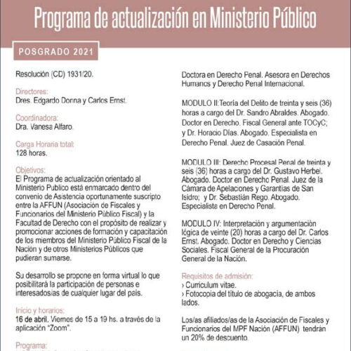 Programa de actualización en Ministerio Público.