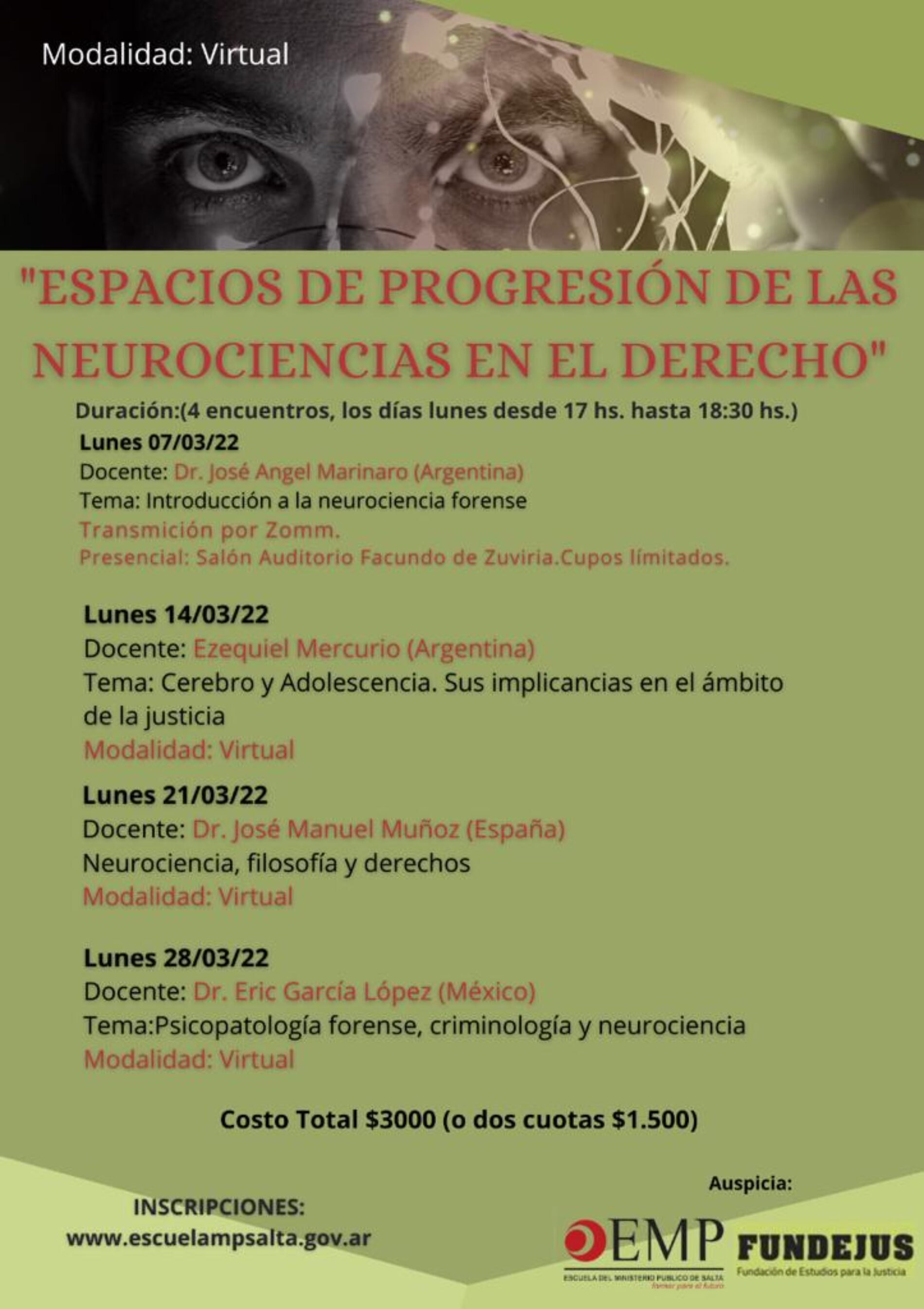 Curso: «Espacios de progresión de las Neurociencias en el Derecho».