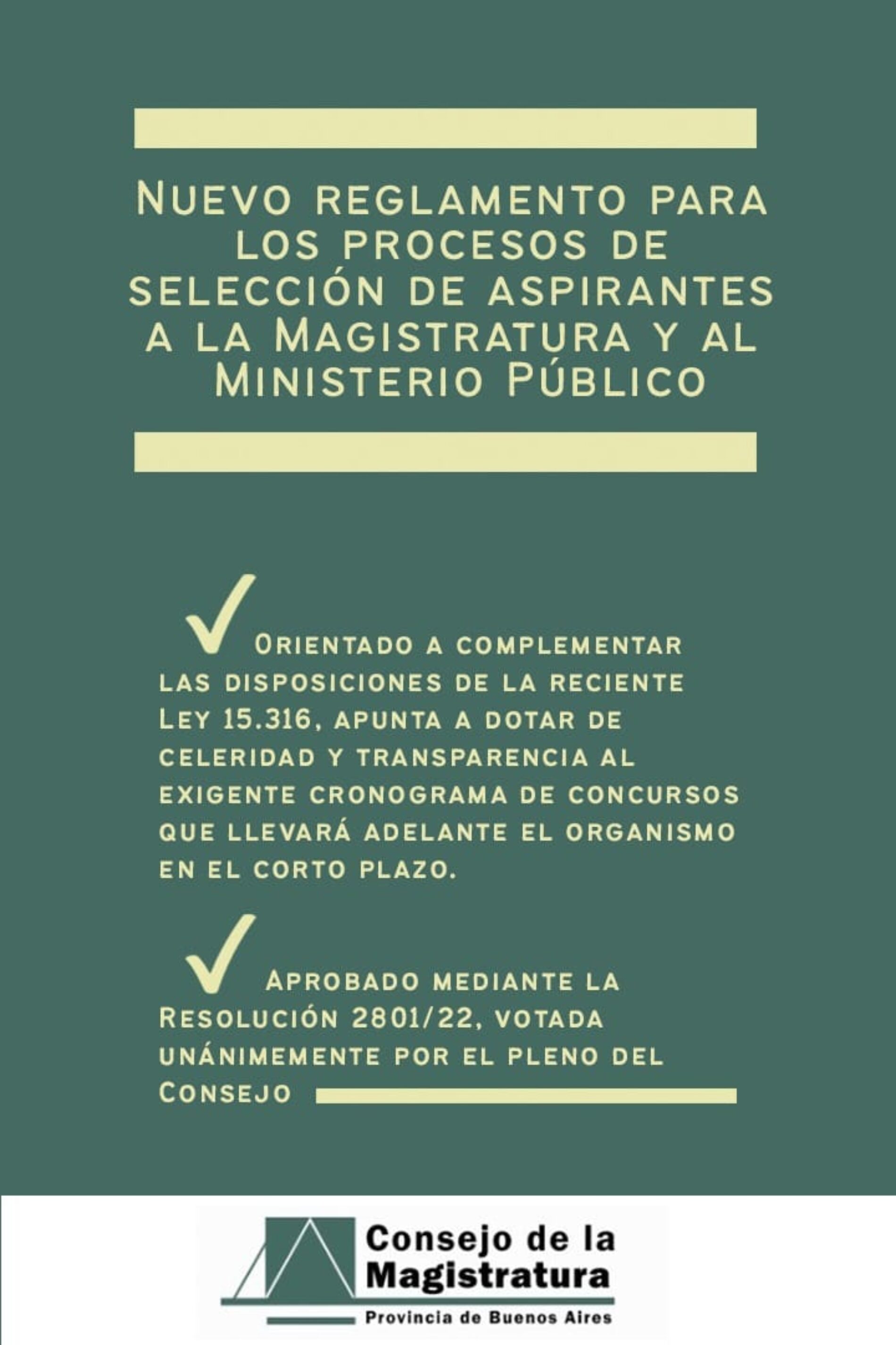 Consejo de la Magistratura PBA: Nuevo reglamento para los procesos de selección de aspirantes a la Magistratura y al Ministerio Público.