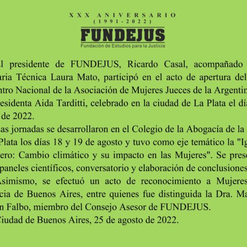 Participación del Presidente de Fundejus, Dr. Ricardo Casal, en el XXIX Encuentro Nacional de AMJA