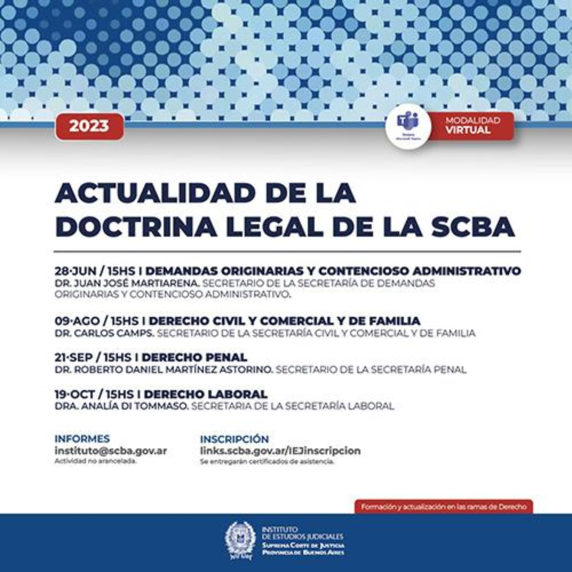 FUNDEJUS difunde: Jornadas sobre Doctrina Legal de la Suprema Corte de Justicia de la Provincia de Buenos Aires -SCBA-