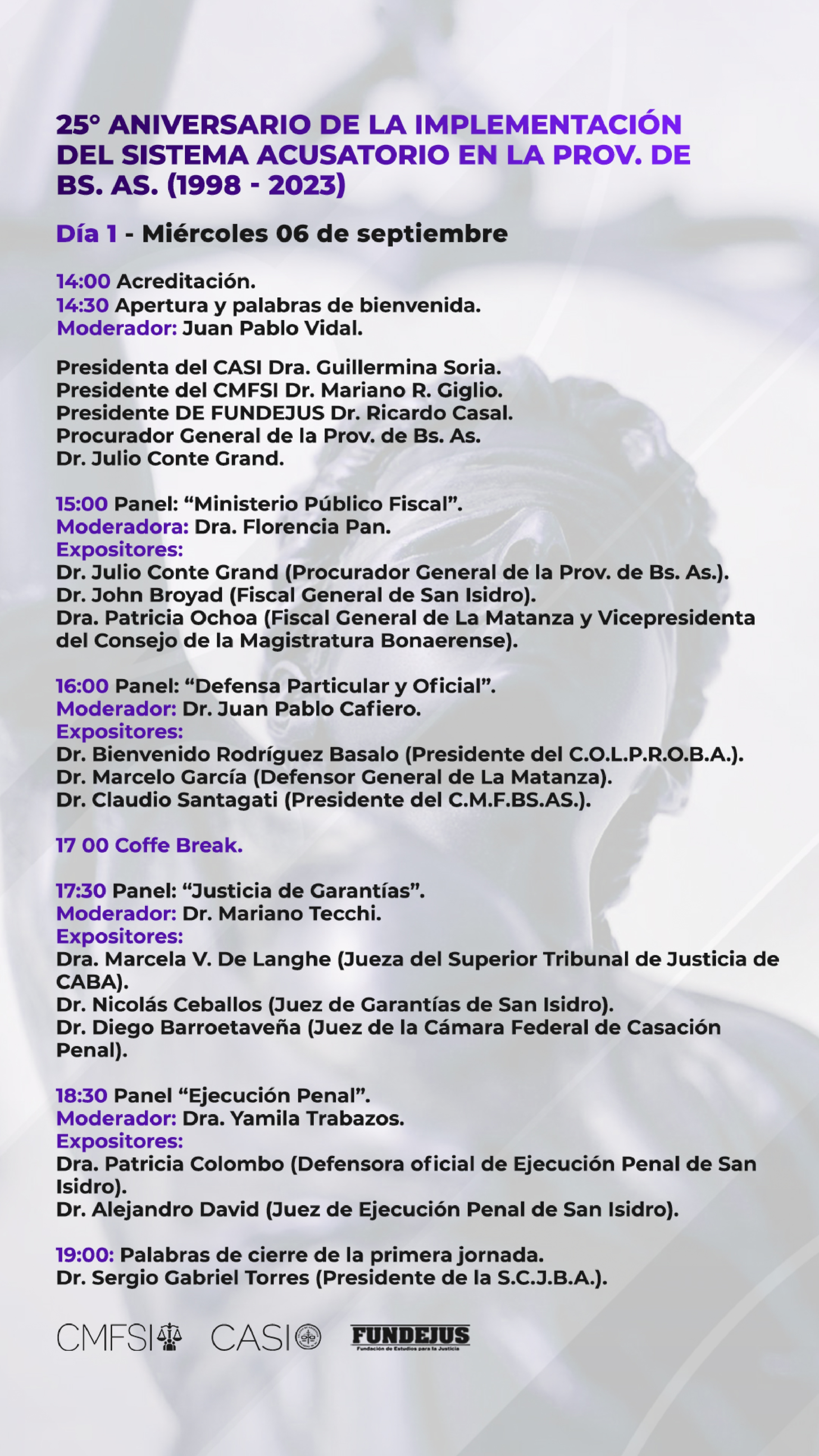 FUNDEJUS invita: Jornadas «25º Aniversario de la implementación del sistema acusatorio en la provincia de Buenos Aires». (1998-2023) – CRONOGRAMA COMPLETO