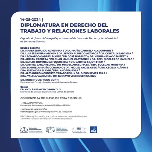 FUNDEJUS difunde: “Diplomatura en derecho del trabajo y relaciones laborales.”