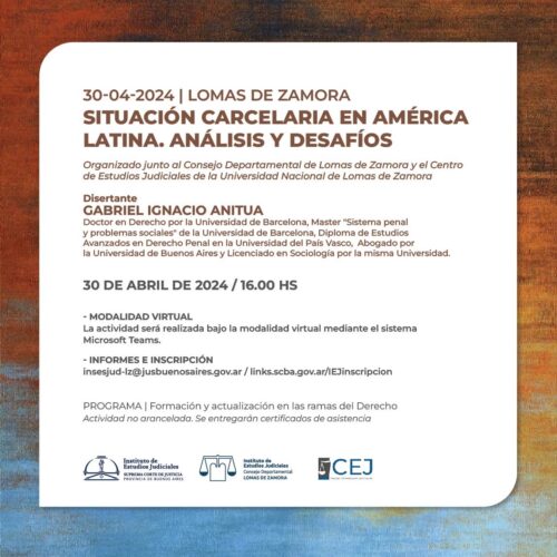 FUNDEJUS difunde: Jornada virtual sobre “Situación carcelaria en América Latina. Análisis y desafíos.”