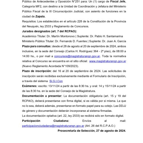 FUNDEJUS difunde: “Concurso Nº 251”