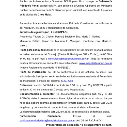 FUNDEJUS difunde: Concurso Nº 252