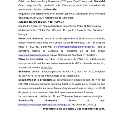 FUNDEJUS difunde: Concurso Nº 253