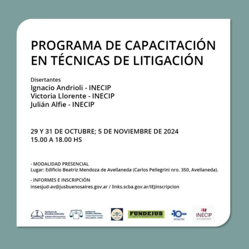 FUNDEJUS invita: “Programa de Capacitación en Técnicas de Litigación”