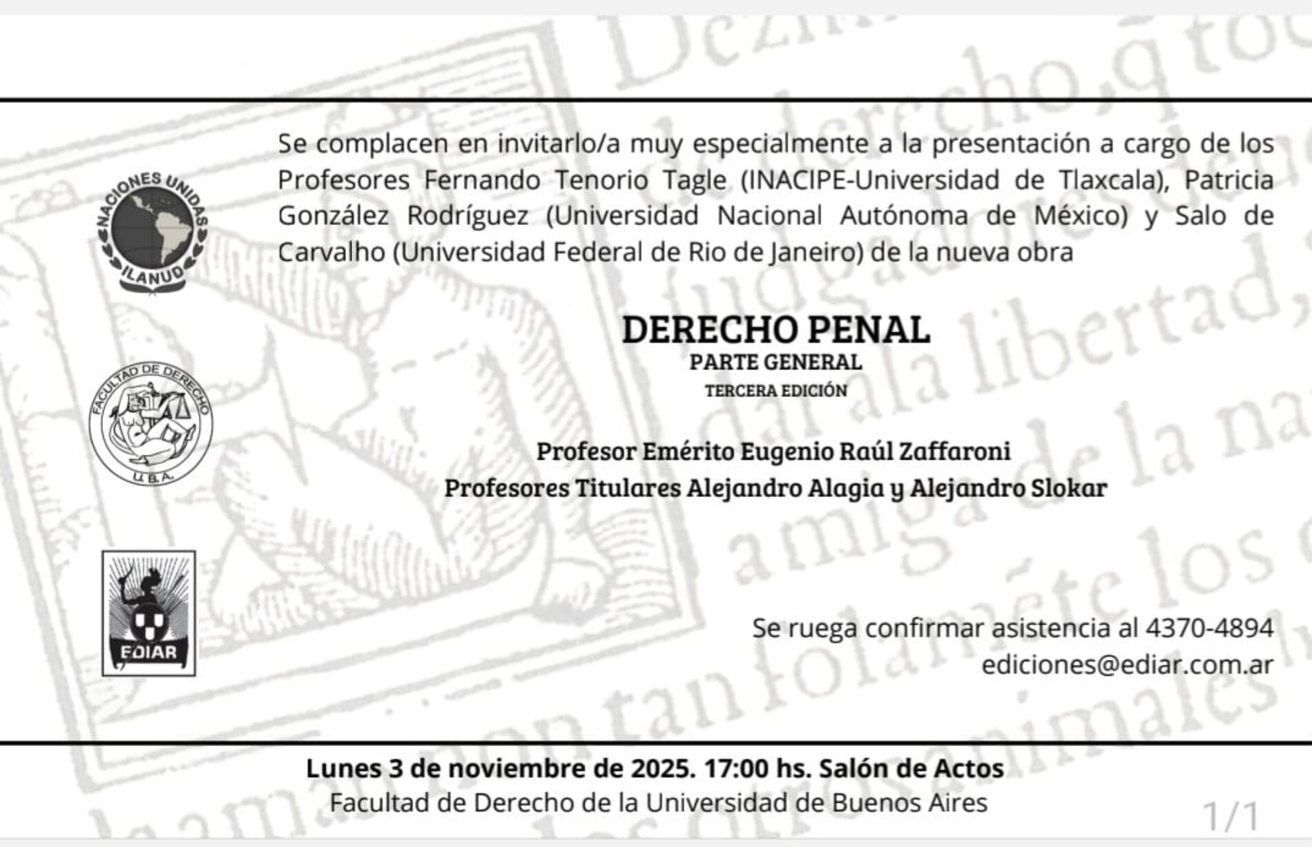 “Presentación del Derecho Penal. Parte general. Tercera edición.”