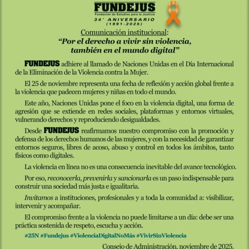 Comunicación institucional: “Por el derecho a vivir sin violencia, también en el mundo digital”