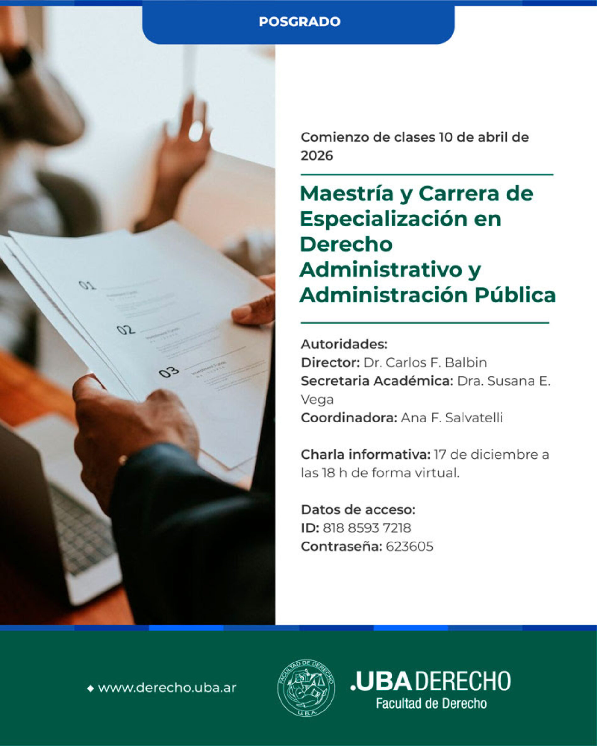Maestría y Carrera de Especialización en Derecho Administrativo y Administración Pública