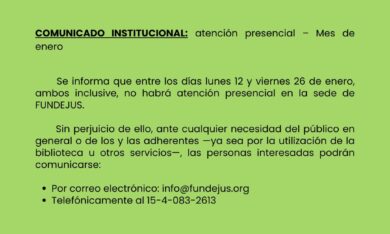 Comunicado Institucional: “Atención presencial – Mes de enero”