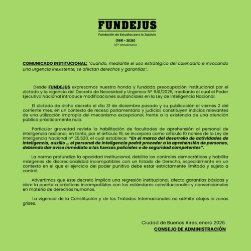 Comunicado Institucional: “cuando, mediante el uso estratégico del calendario e invocando una urgencia inexistente, se afectan derechos y garantías”