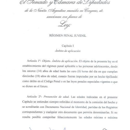 Ley Régimen Penal Juvenil