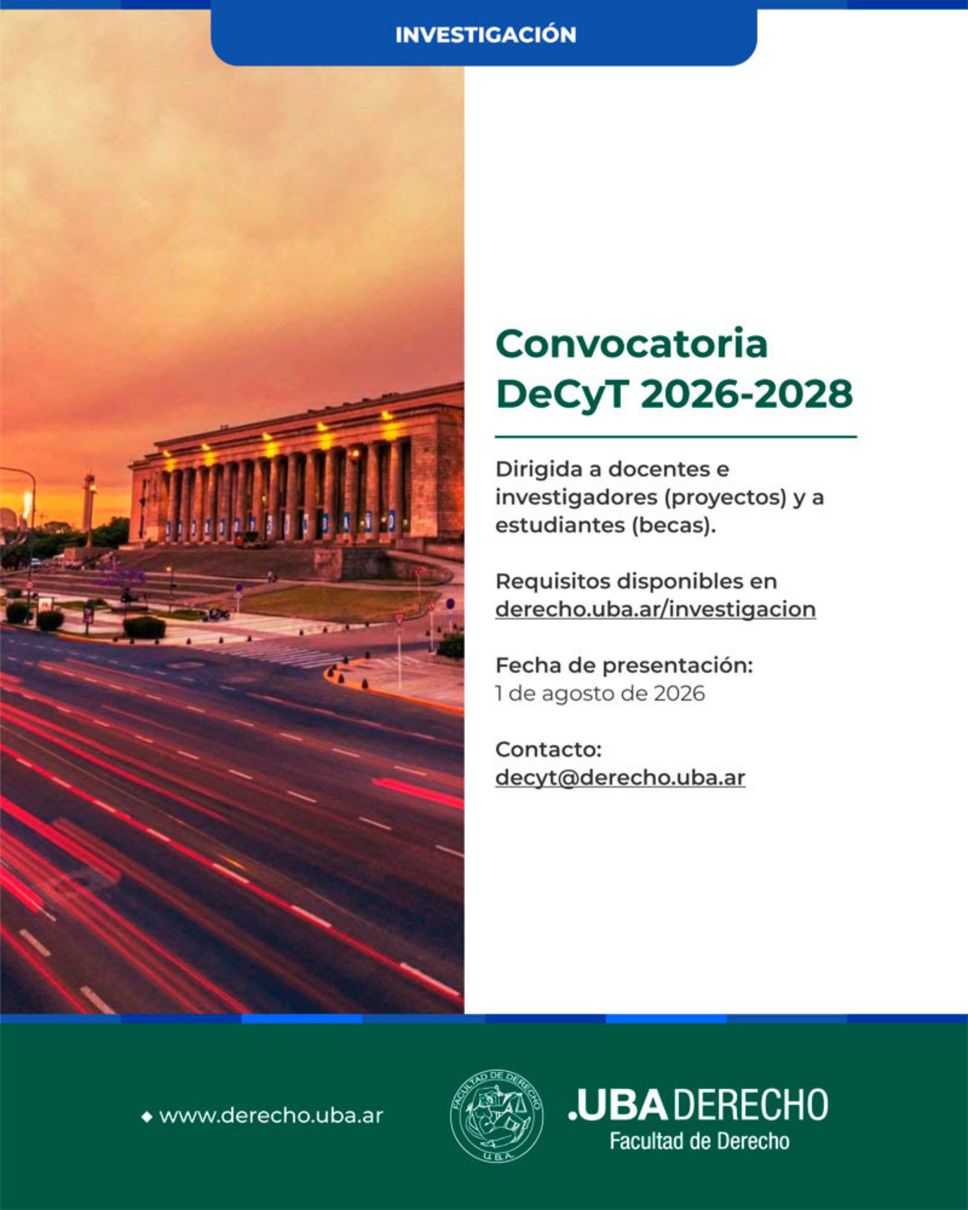 Convocatoria DeCyT 2026-2028